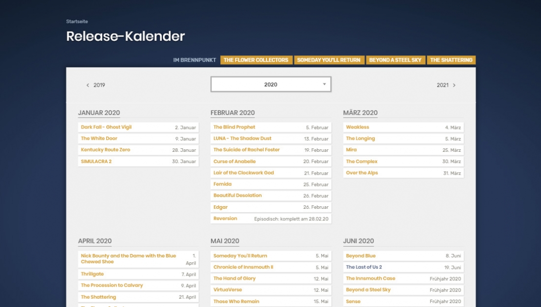 Neues Feature: Release-Kalender Neues Feature: Release-Kalender