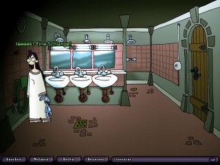 'Ieeeek! Eine Schlange! Wir müssen sie fangen, um sie Dr. Marcel auf den Stuhl zu legen.'