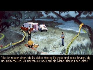 Noch ein Opfer! Gabriel und Mosely inspizieren den Tatort.