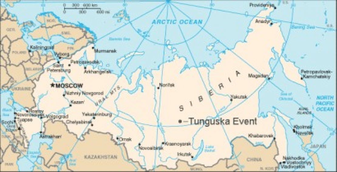 Ort des Tunguska-Ereignisses (Quelle: Wikipedia)